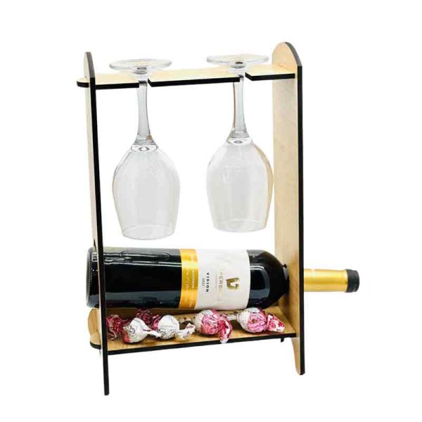 מתקן ליין כולל בקבוק יין ושני כוסות